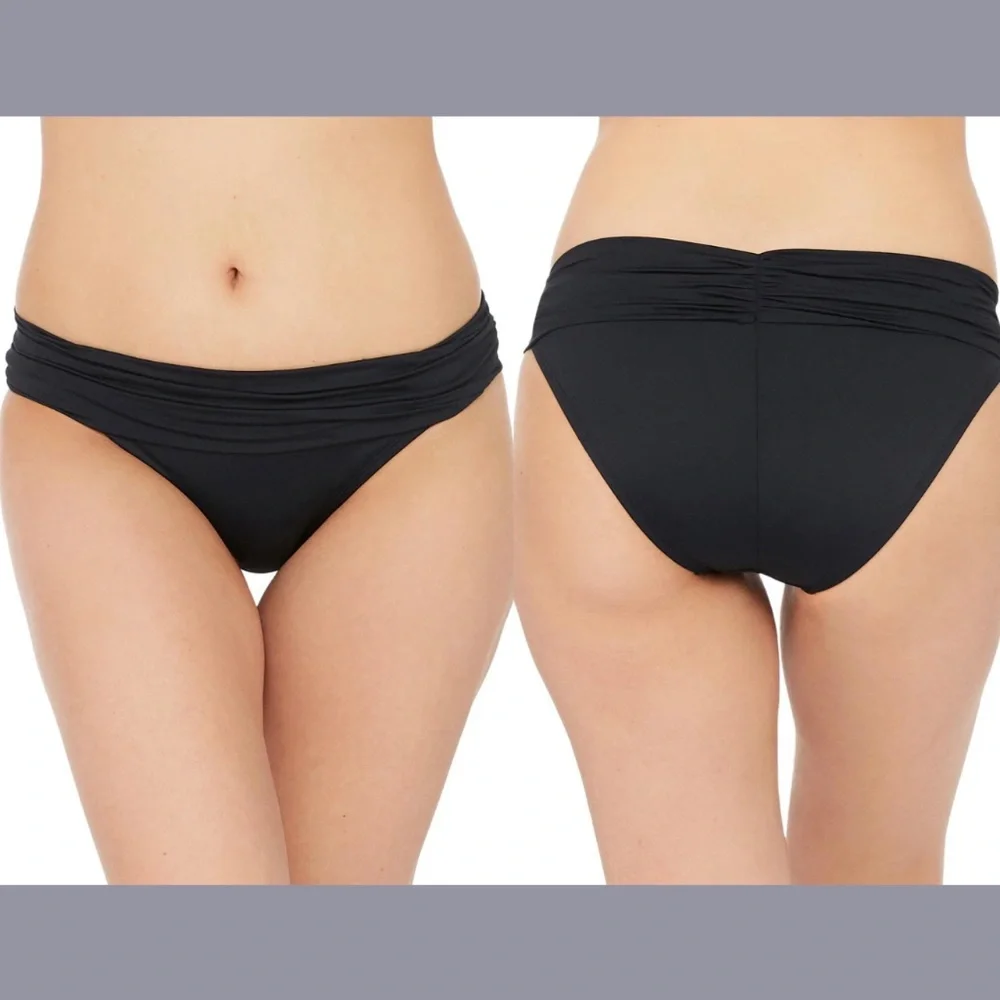 NEW La Blanca [ 16 US ] Island Goddess Shirred‎ Band Hipster Bottom BLK